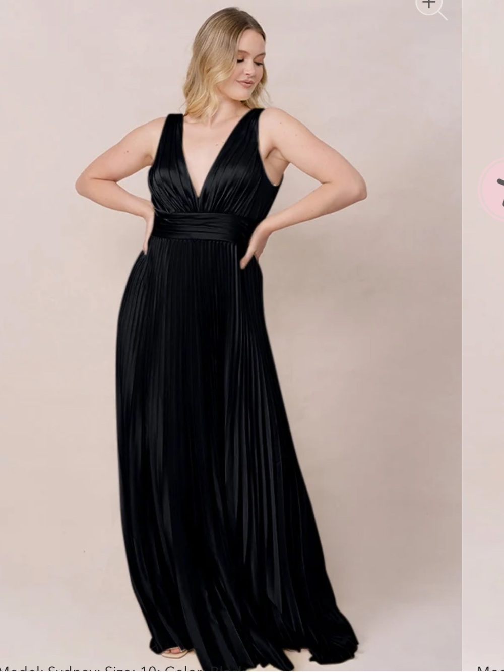 Revelry Black Plunging V-Neck Pleated Maxi Dress